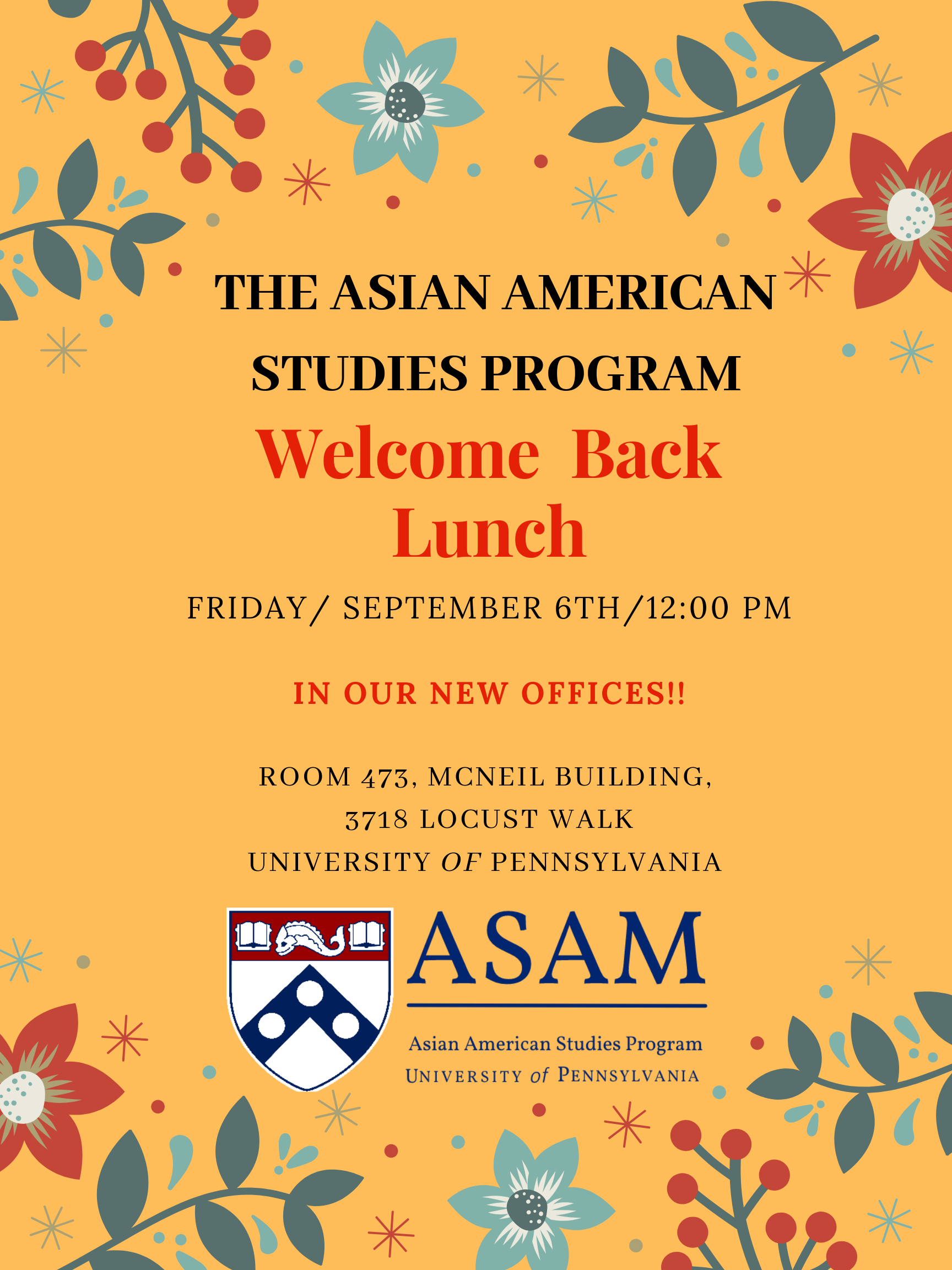 ASAM Welcome back lunch poster