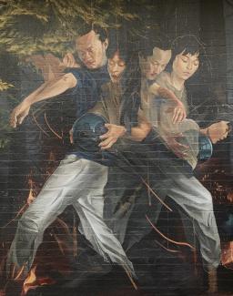Mural featuring martial arts (Angela Shen)